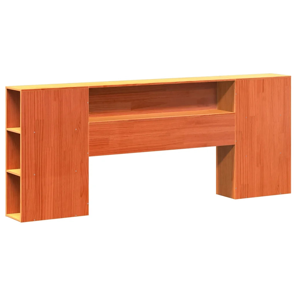 Letto Libreria senza Materasso-Struttura Letto con contenitore Marrone Cera 200x200 cm in Pino 909891