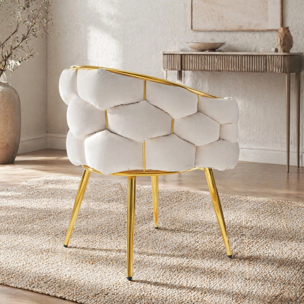 SEDIA da pranzo 44x41x74 cm in velluto beige Set da 2 pezzi