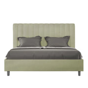 BS COM Letto una piazza e mezza con rete imbottito 130x200 microfibra tè verde