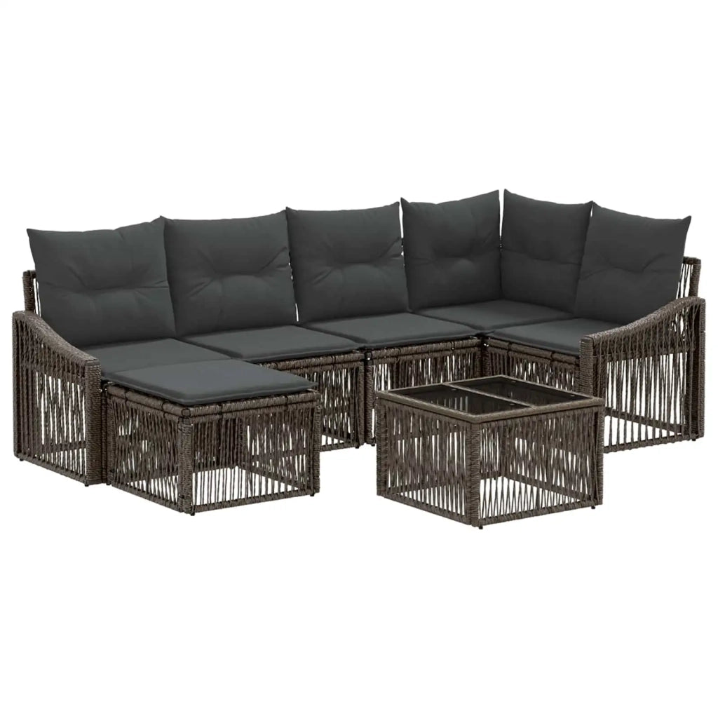 Set Divano da Giardino 7 pz Grigio polyrattan 3436076