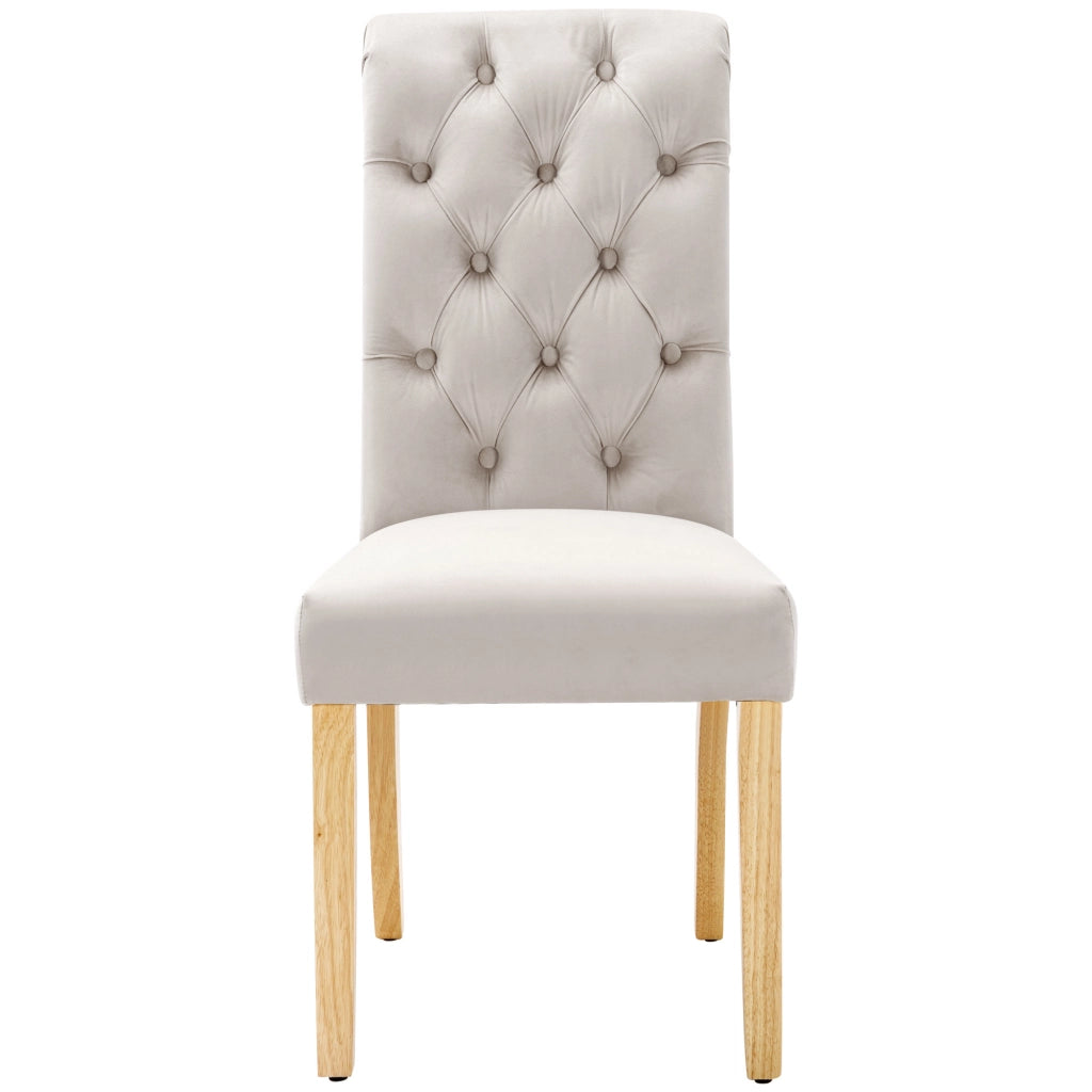 Sedie da Pranzo Set 6 Pezzi in Velluto con Gambe in Legno ¨C MINIMAL ¨C Beige