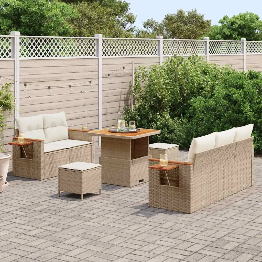Set Divano da Giardino 10 pcs Beige e Crema polyrattan 3365066
