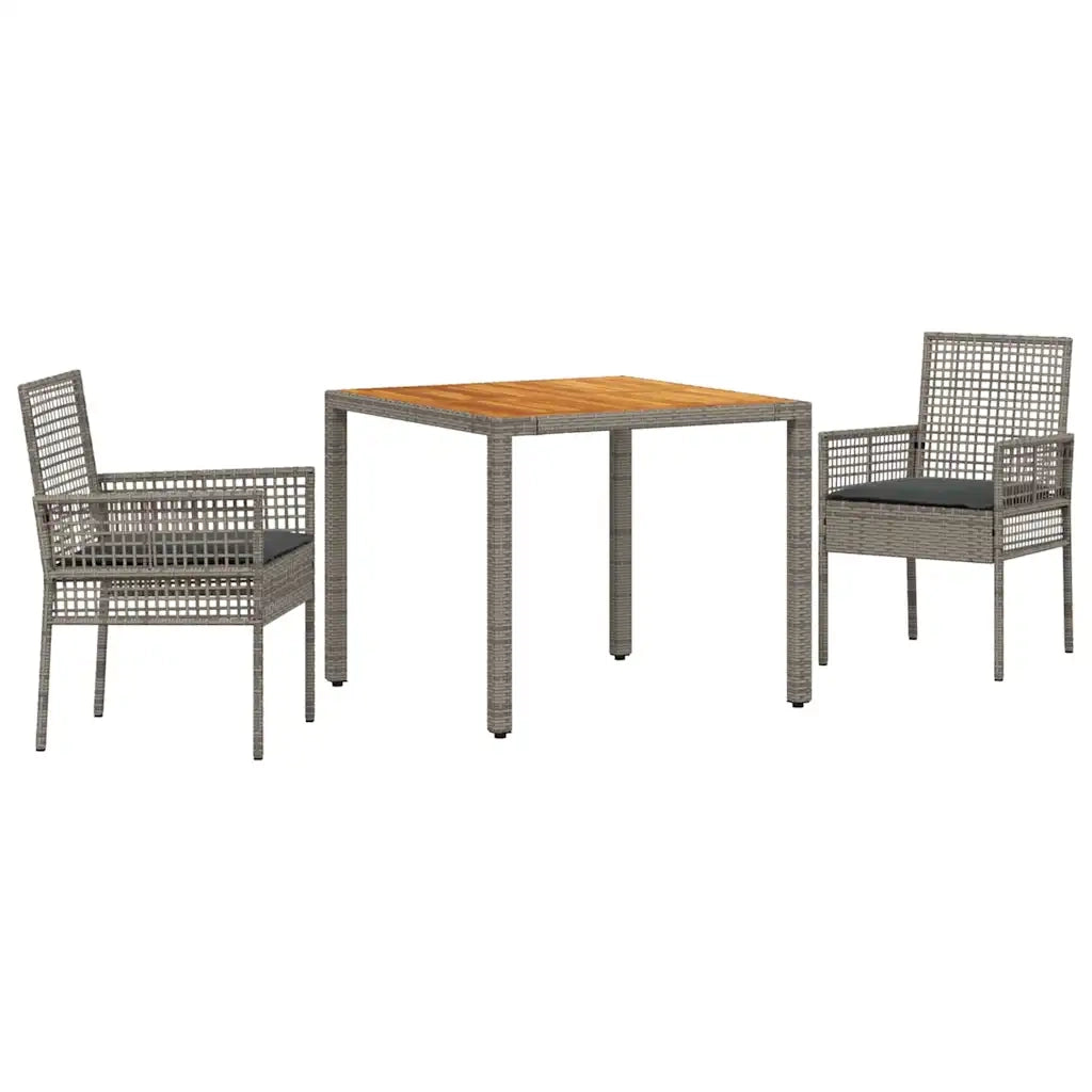 Set da Pranzo per Giardino 3 pz | Set Salotto da Giardino Grigio polyrattan