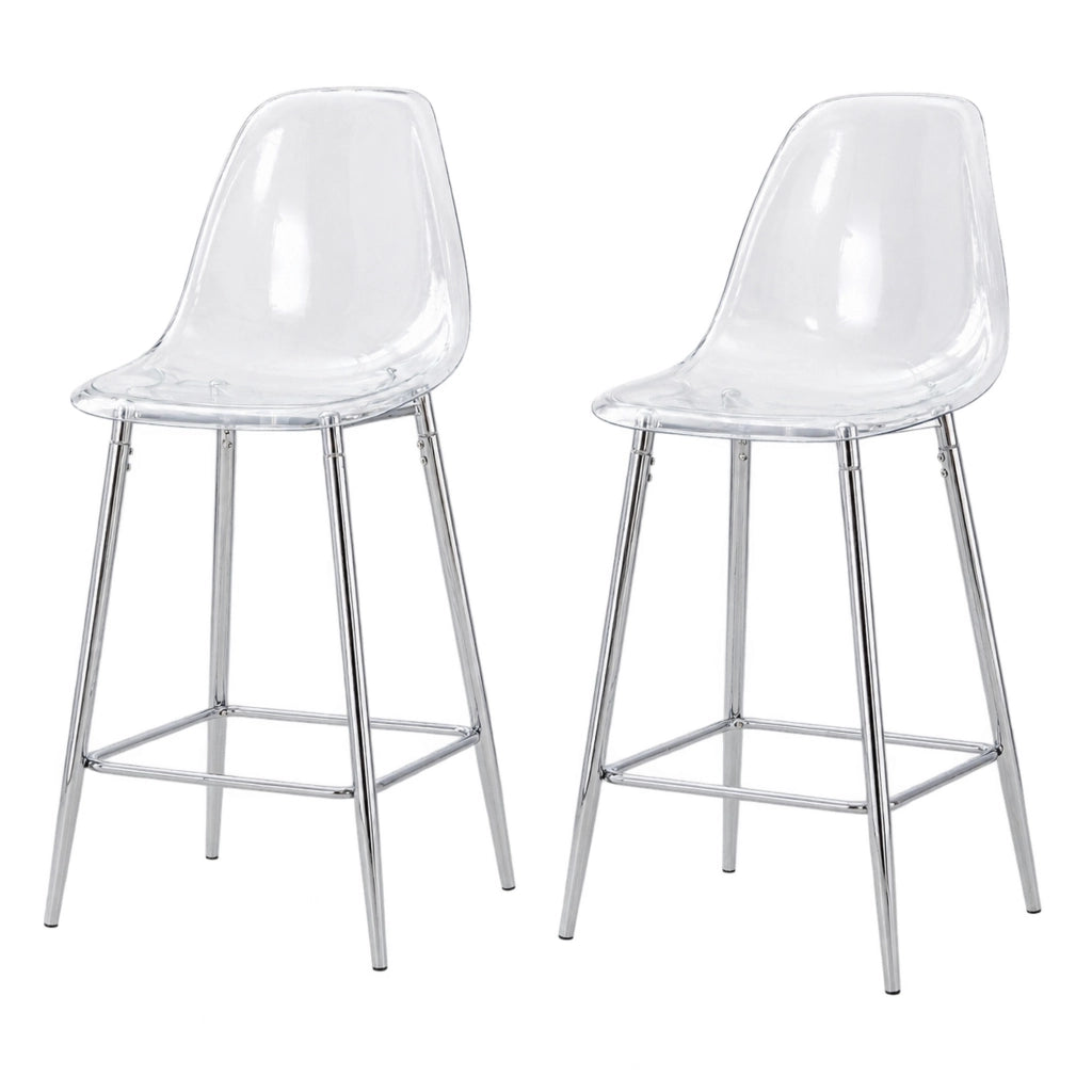 Set di 2 sgabelli da bar trasparenti 51x45x102 cm argento - schienale alto