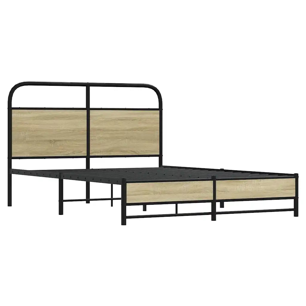 Letto matrimoniale | Letto per adulti | Giroletto senza Materasso Rovere Sonoma 140x200cm in Truciolato