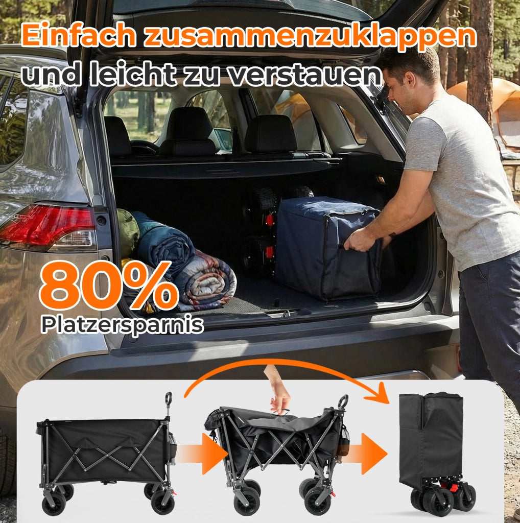 Carrello pieghevole 140 cm con sponda estensibile nero/grigio