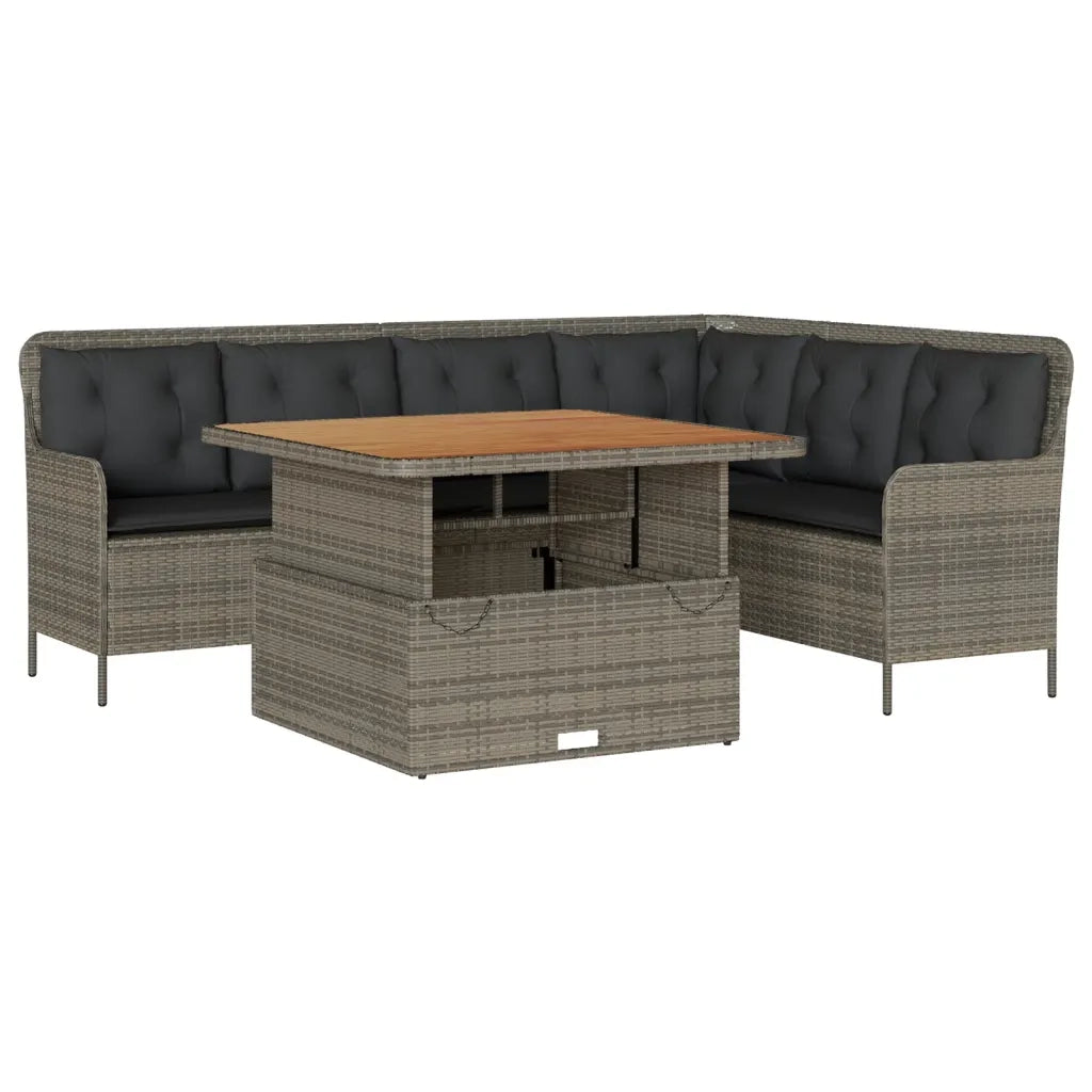 Set Divano da Giardino 2 pz con Cuscini Grigio in Polyrattan