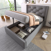 Letto imbottito grigio 90x200 cm con contenitore