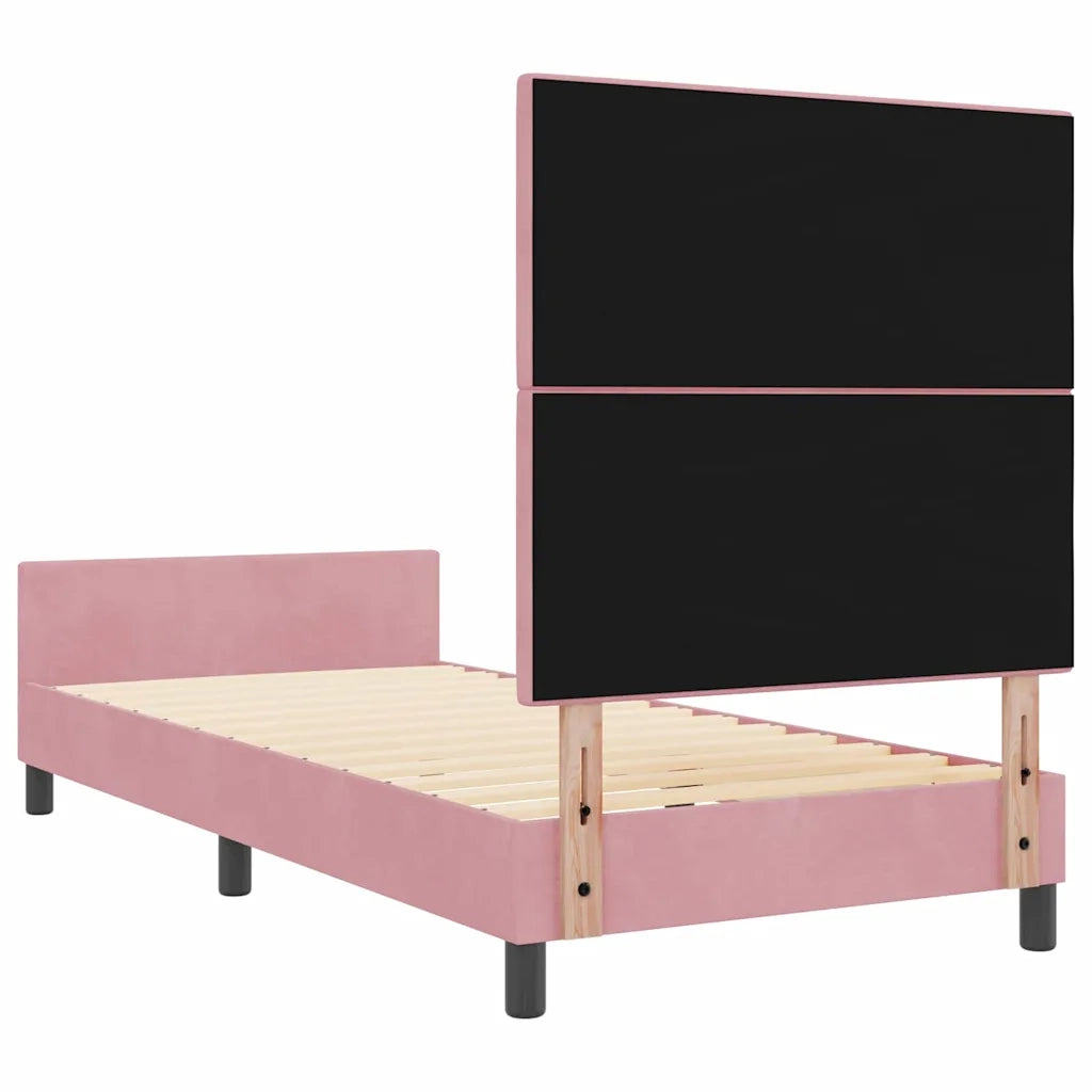 Letto a molle con testiera Rosa 90 x 200 cm Velluto 3344920