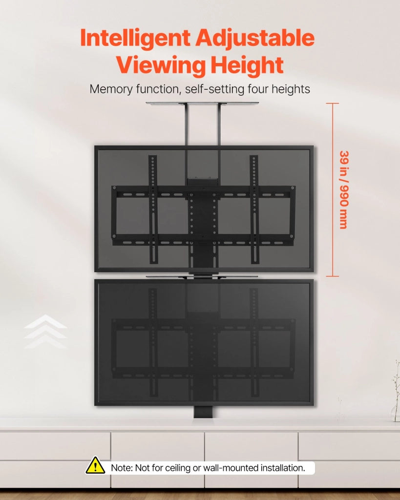 Supporto TV Motorizzato a Sollevamento con Telecomando, Staffa Verticale in Acciaio per TV 32-70 Pollici, VESA 600x400 mm, Carico 54 kg