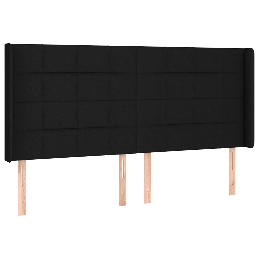 Testiera | Testata a LED Nera 163x16x118/128 cm in Tessuto