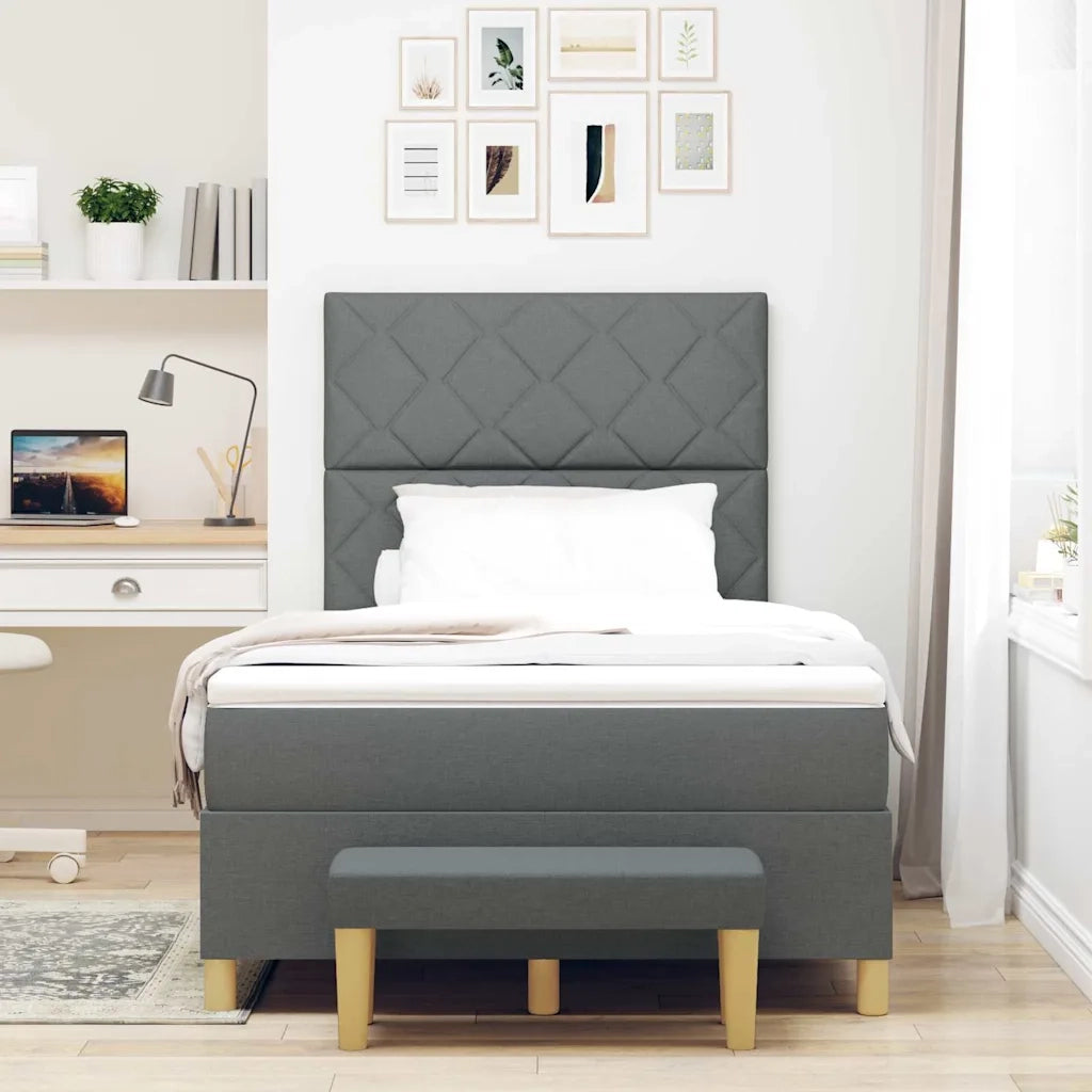 Letto a molle con materasso Grigio scuro 120 x 200 cm Tessuto 3344367