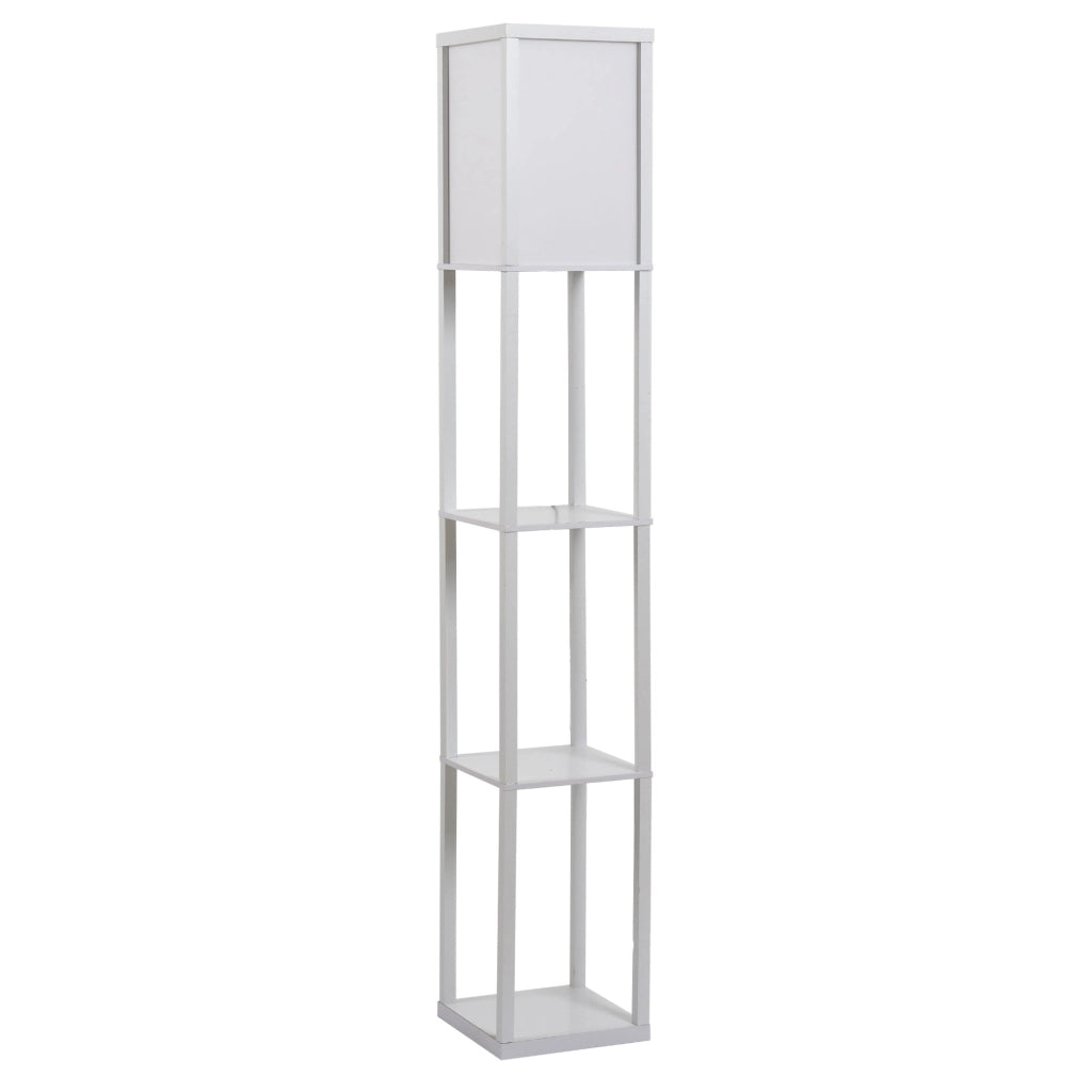 Lampada da Terra con Mensole ¨C Xylo ¨C Legno Bianco E27