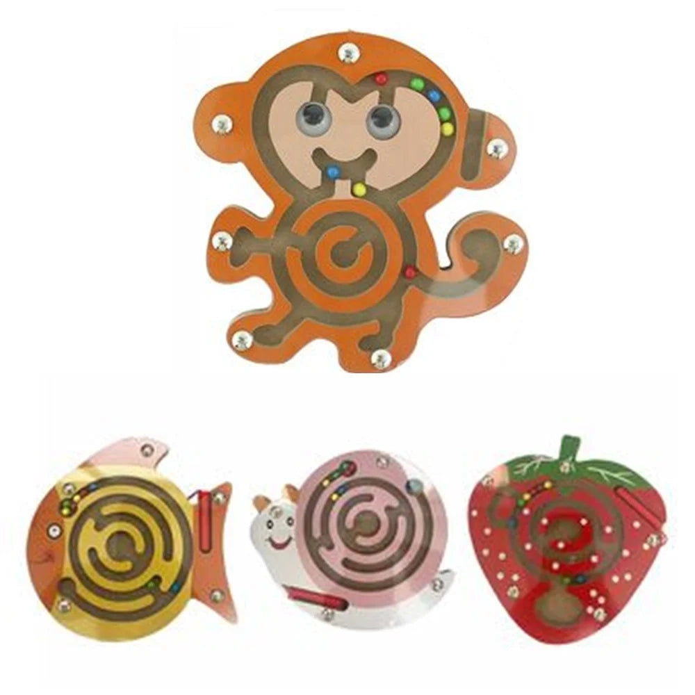 Trade Shop - Labirinto Con Calamita In Legno Gioco Palline Giocattolo Per Bambini 4 Modelli 74772 -