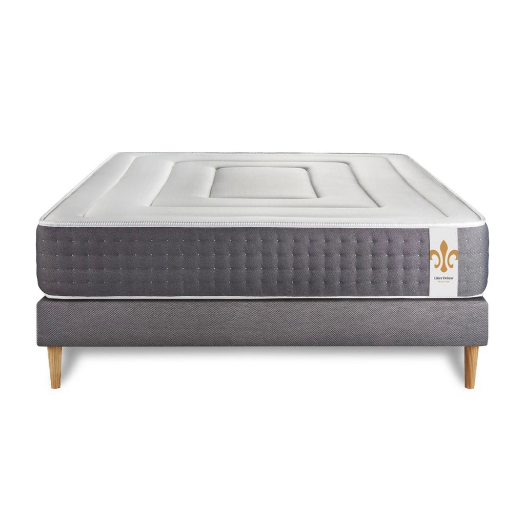 Pacchetto letto completo - Materasso 180x200cm + Box spring con doghe (kit) + 2 cuscini + Piumino - Vingt-Six