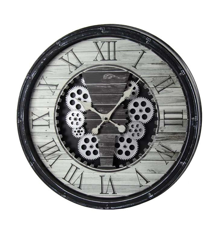 OROLOGIO DA PARETE CON INGRANAGGI IN MOVIMENTO 51X51X9 CM NERO