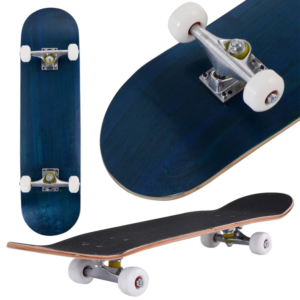 Skateboard in legno d'acero 79 x 20 cm per bambini con buon grip design moderno in blu 20_0021108