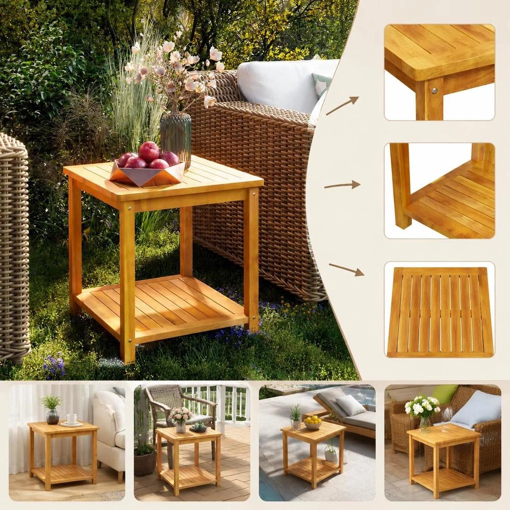 Side Table Solid Wood Acacia 45x45x45 Cm