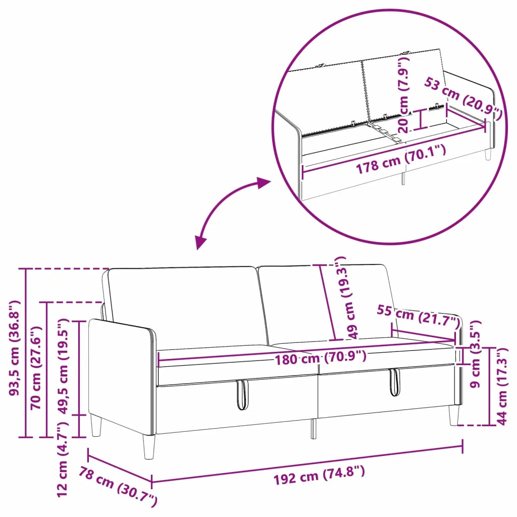 Set di Divani con Storage 2 pz Viola Poliestere 3429259
