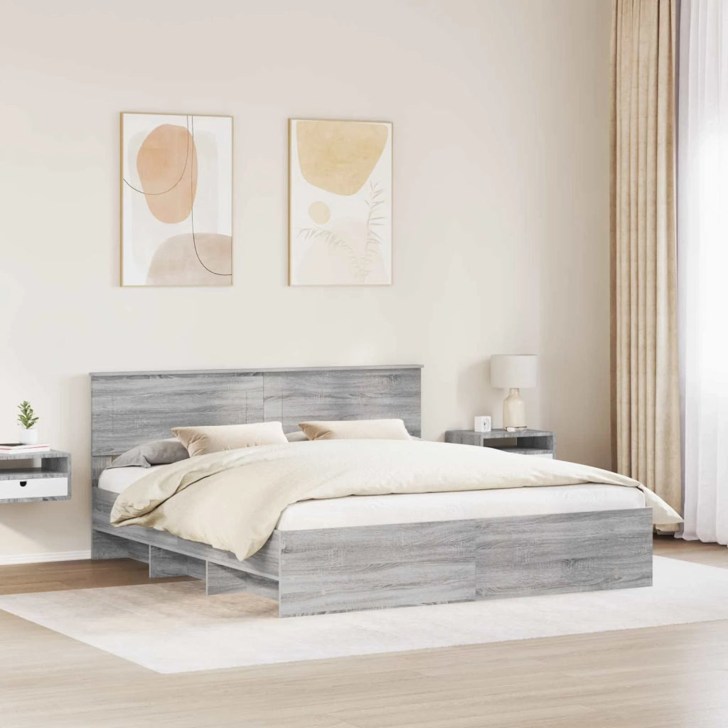 Letto matrimoniale | Letto per adulti | Struttura del letto con testiera Grigio Sonoma 180 x 200 cm