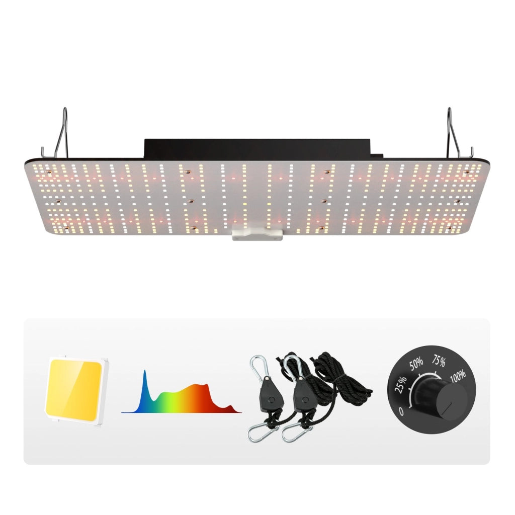 Lampada LED Coltivazione Piante 200W Spettro Completo per Serra Interna IP65 Dimmerabile Telaio in Alluminio 30x60x12 cm