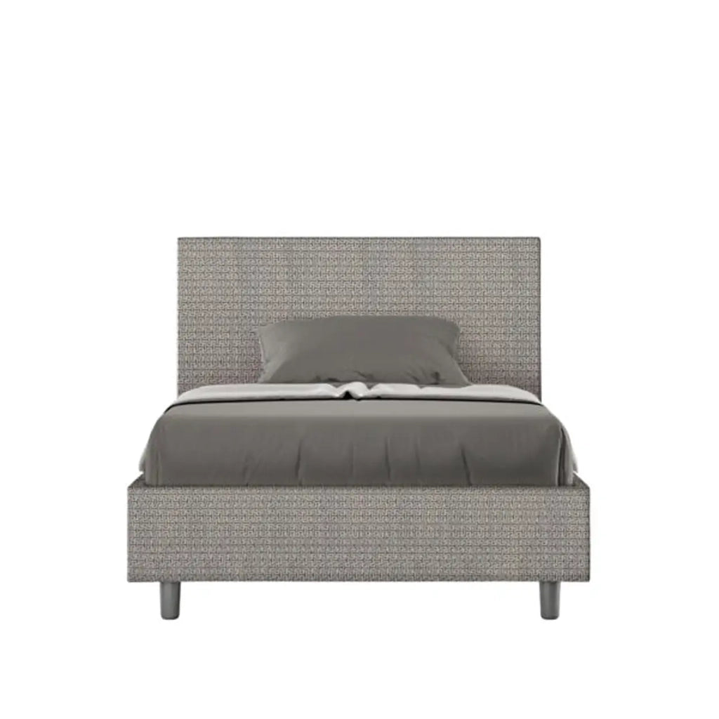 Letto una piazza e mezza contenitore imbottito 120x200 tessuto Labirinto 2 grigio Adele