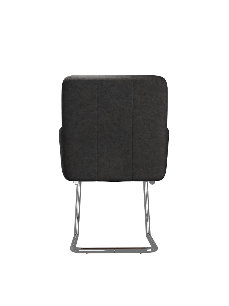 SEDIA DA PRANZO Set da 4 pezzi in PU nero con gambe in metallo a Z
