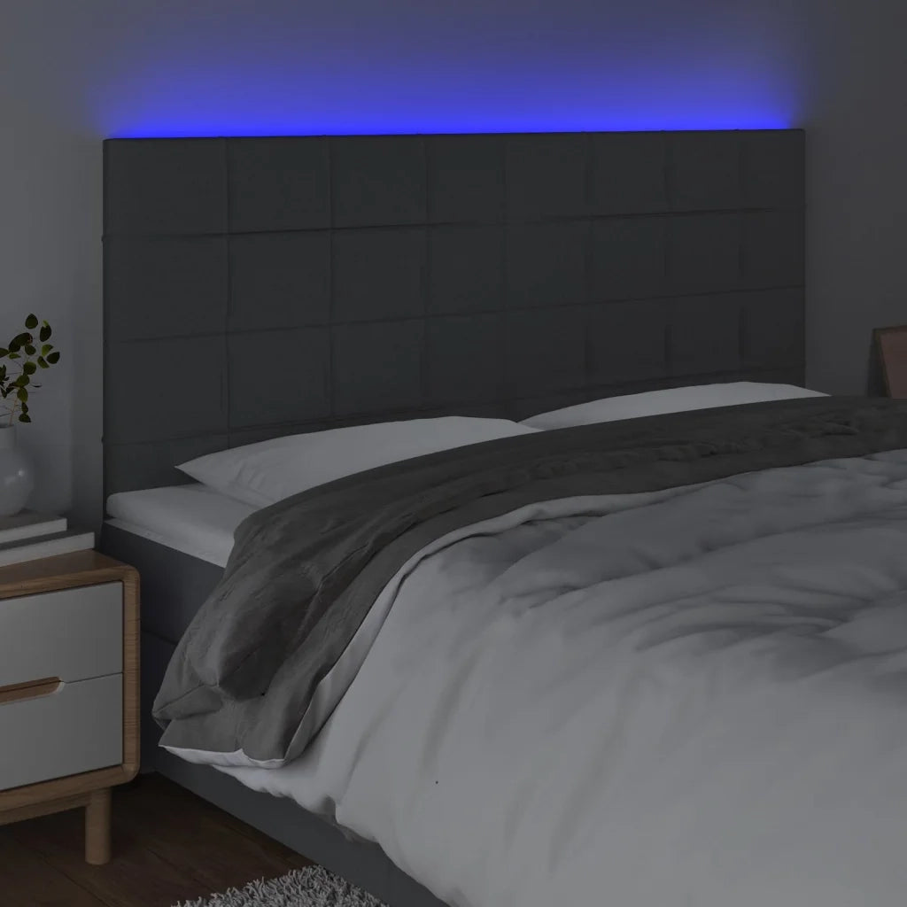 Testiera | Testata a LED GrigioScuro 180x5x118/128cm inTessuto