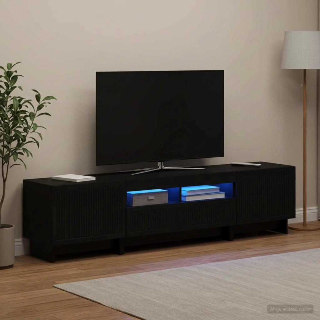 Mobile TV LED a 5 pezzi Nero Legno ingegnerizzato 3416415