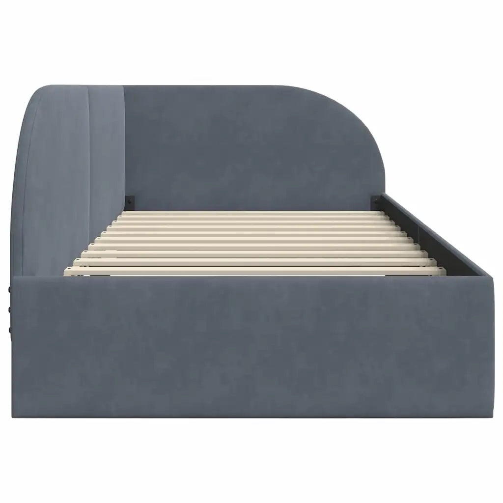 Cornice del letto ad angolo Grigio scuro 90 cm x 200 cm Velluto