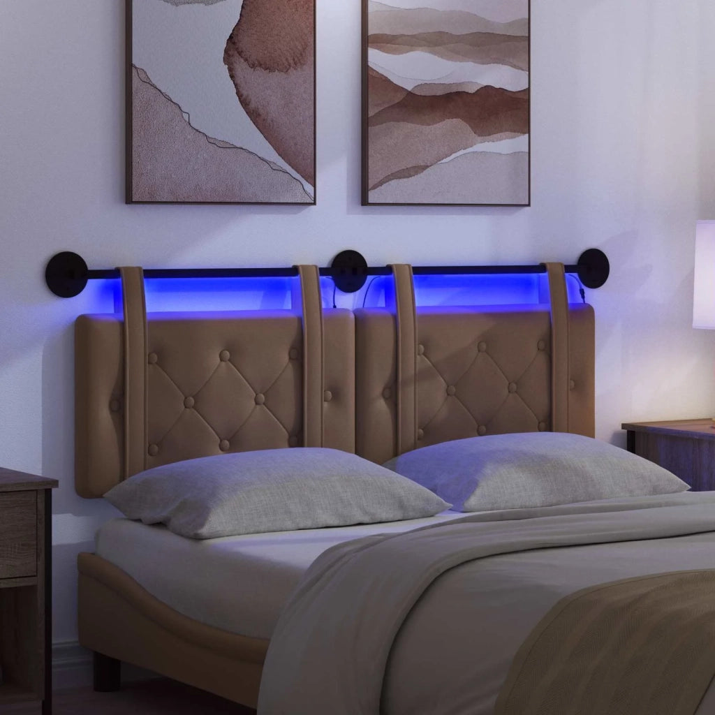 Testiera | Testata sospesa Con luce LED Cappuccino Similpelle