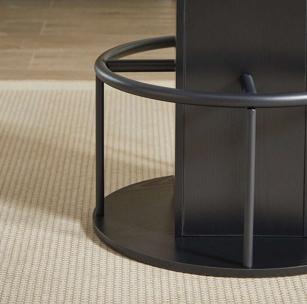 TAVOLO da bar rotondo 80 cm nero Set da 3 pezzi