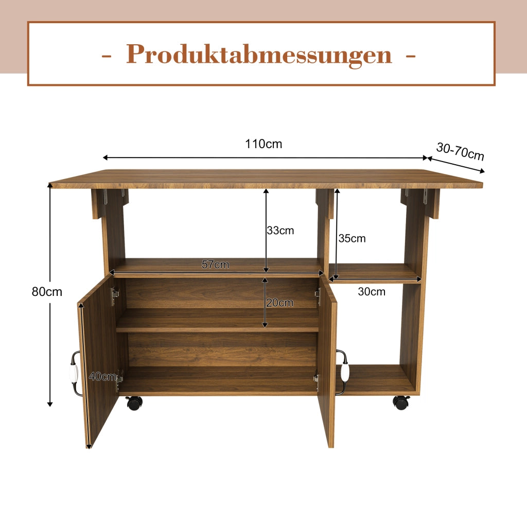 Tavolo pieghevole 3 in 1 mobile in MDF noce