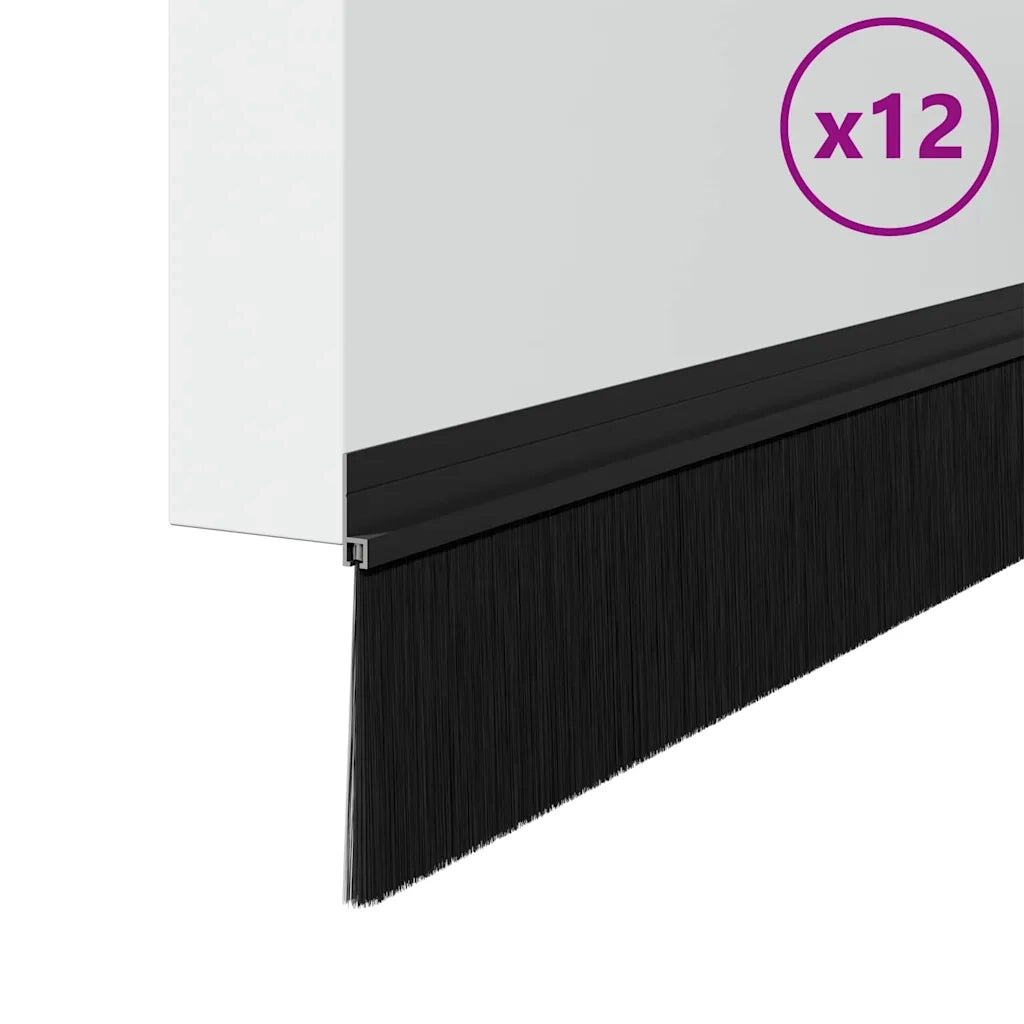 Spazzole per porte autoadesive 12 pcs Nero 100 cm 42019568