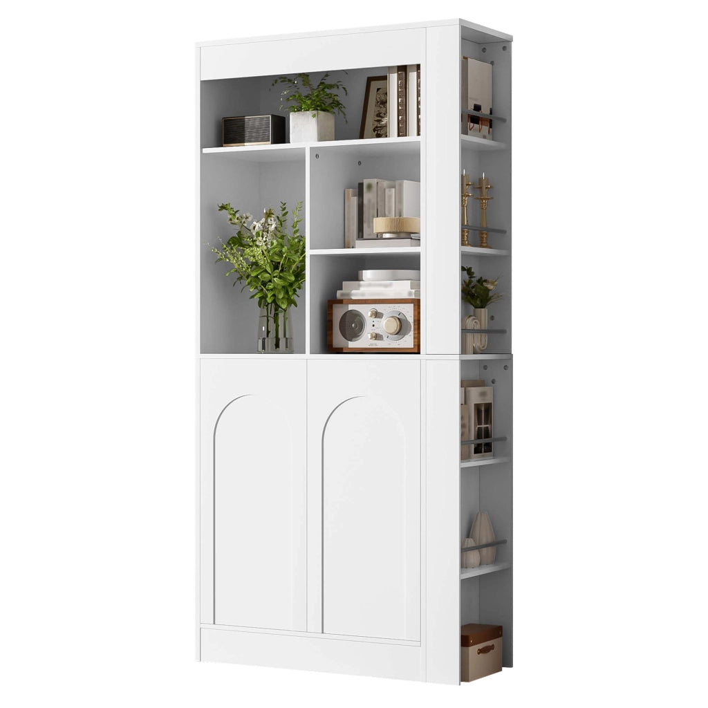Armadio multiuso con ante e ripiani ¨C Minimal ¨C Bianco legno 85x35x180 cm