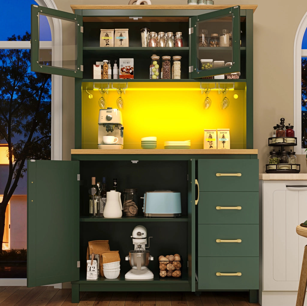 BUFFET 105,5x40x180 cm Verde in MDF con LED