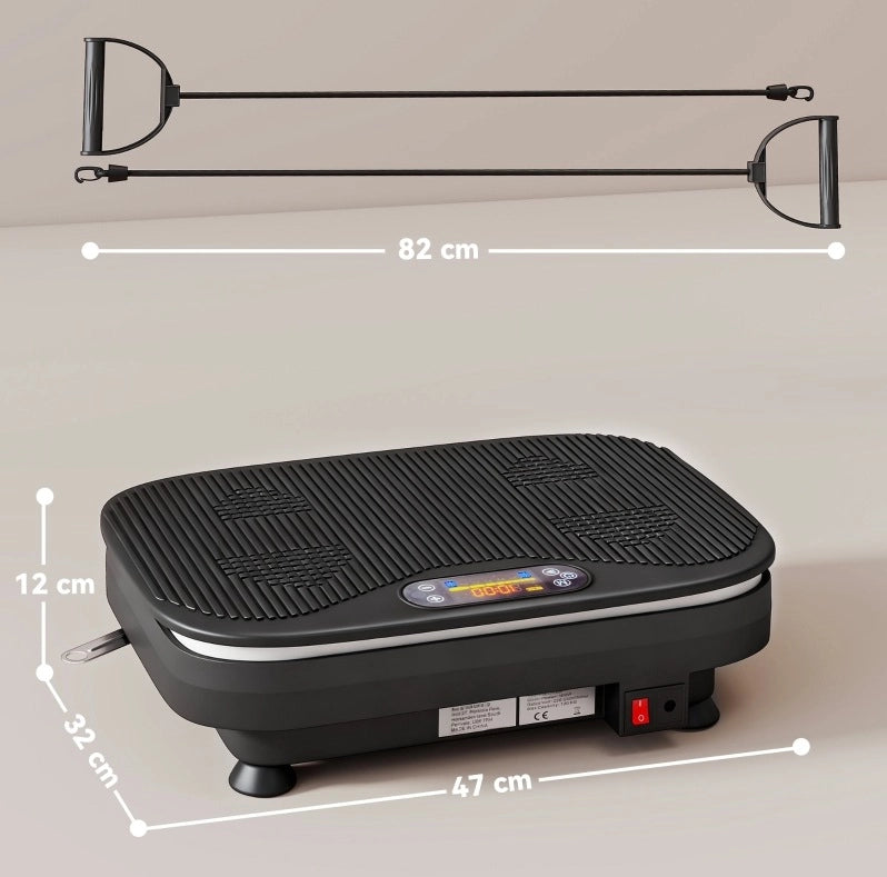 Pedana vibrante 47x32x12 cm nera in ABS e acciaio con Bluetooth