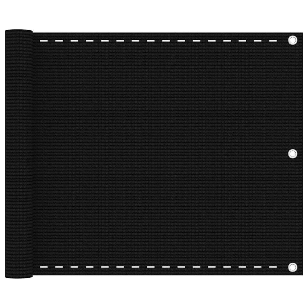 Paravento da Balcone Nero 75x600 cm in HDPE 311031