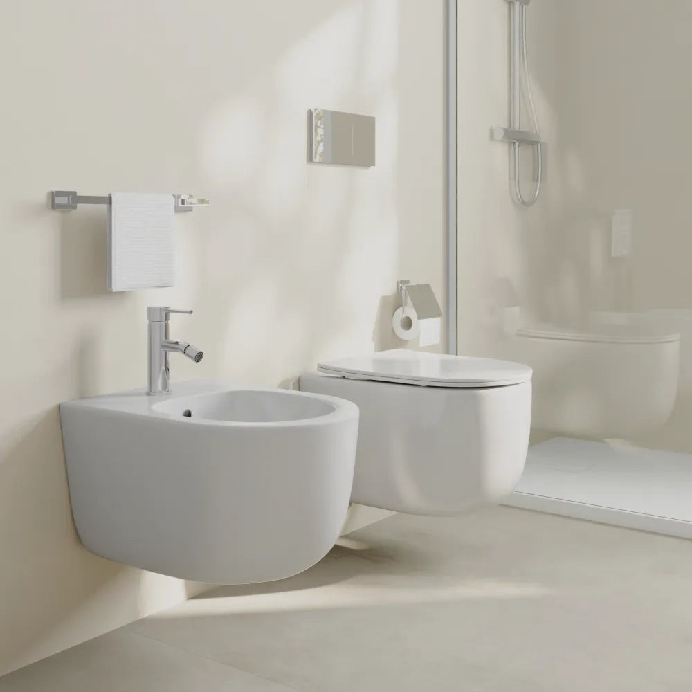 Coppia di sanitari sospesi vaso tornado e bidet bianco lucido | Tallin