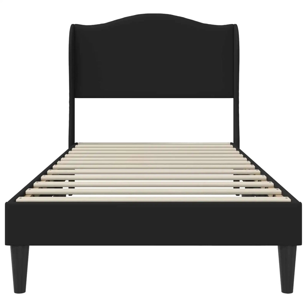 Letto singolo | Letto per adulti | Struttura del letto con testiera Nero 90 x 190 cm Similpelle
