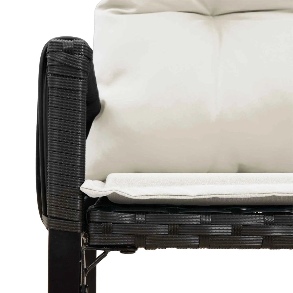 Set di Mobili da Esterno 7 pz | Set Salotto da Giardino Nero e Bianco Crema polyrattan