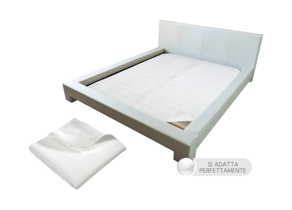 Coprirete In Feltro Anallergico Traspirante Con Lacci E Ganci Proteggi Doghe Lavabile Antiacaro Prodotto Italiano - Bianco - 130x190cm