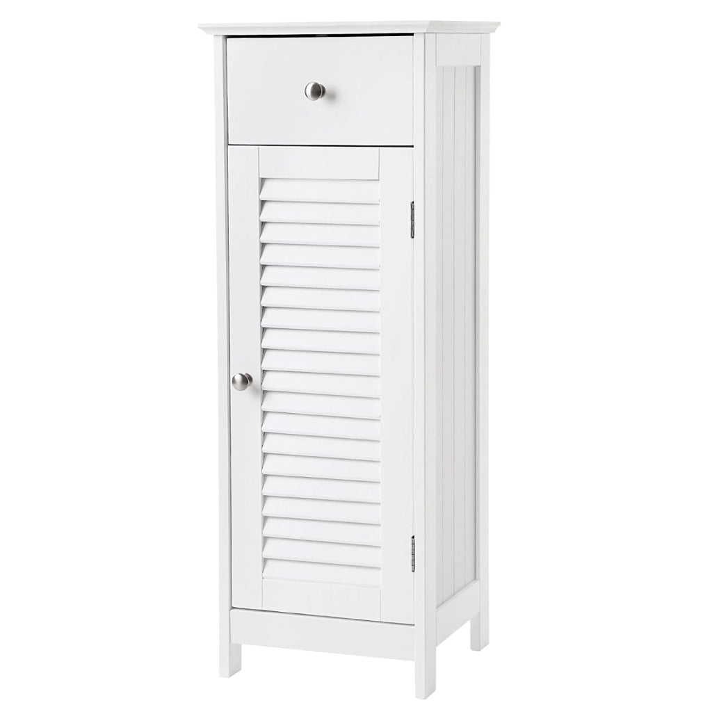 Mobiletto da bagno Valora BBC43WT in MDF bianco, design salvaspazio