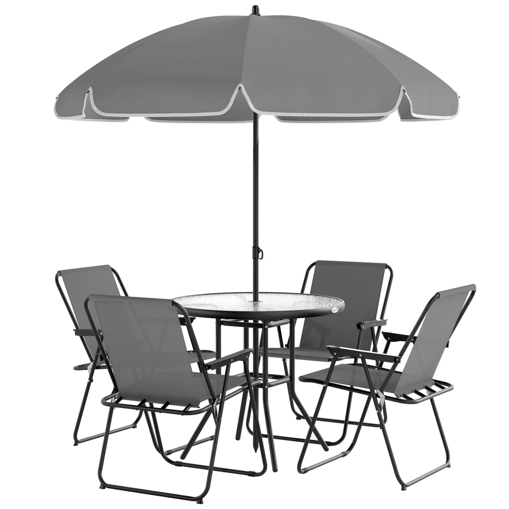 Set da Giardino 6 Pezzi ¨C Minimal ¨C Grigio e Nero con Sedie Pieghevoli