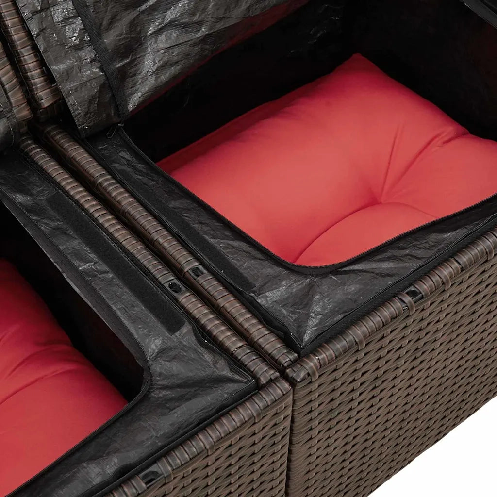 Set Divano da Giardino 8 pcs Marrone e Rosso polyrattan 3355103
