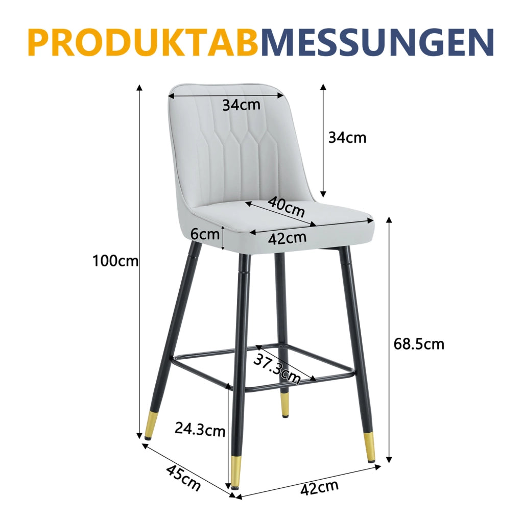 SGABELLO Set da 2 pezzi 100 cm in PU grigio chiaro e metallo nero
