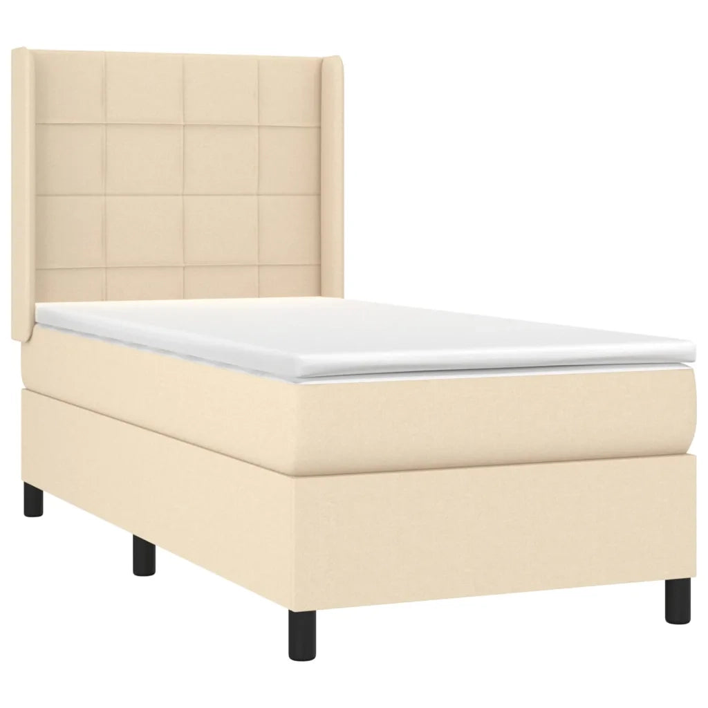 Letto a Molle con Materasso e LED Crema 90x190 cm in Tessuto 3138282