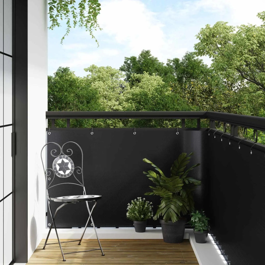 Schermo per Balcone con Occhielli Nero 42032658