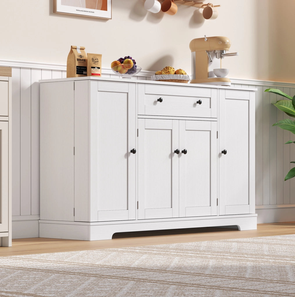 Credenza da cucina bianca in MDF con cassetto e ripiani