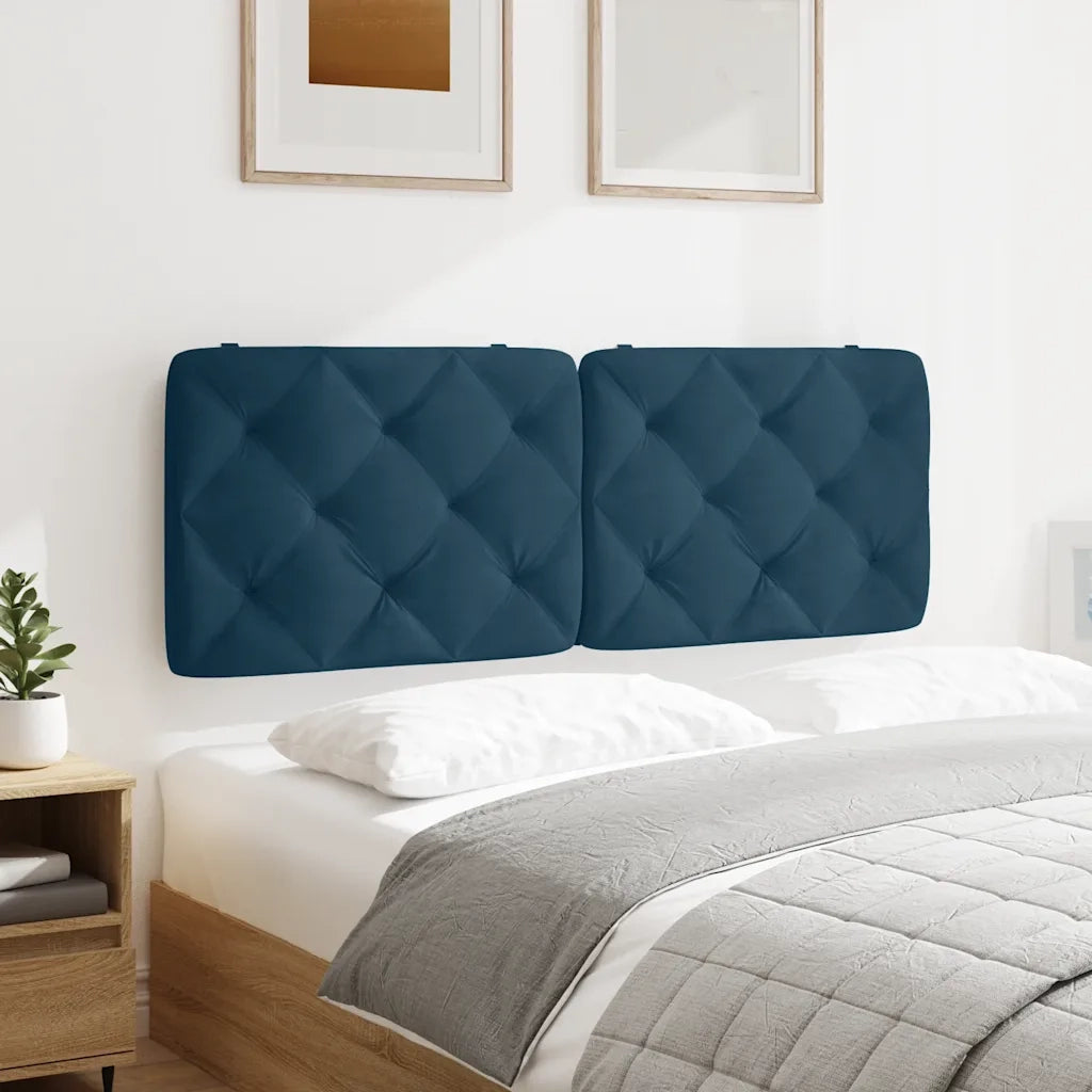 Coussin de tête de lit bleu 120 cm velours